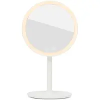 Siko Miroir de maquillage SAT rond, grossissement 5x, éclairage LED à 3 couleurs, connexion USB-C avec plateau de rangement, blanc