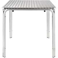 Bolero Table bistro carrée en acier inoxydable avec 4 pieds en aluminium, 700 x 700 x 720 mm