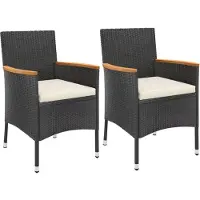 vidaXL Ensemble de jardin bistrot 3 pièces avec coussins noir Poly rotin