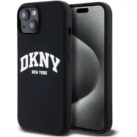 DKNY DKHMP14SSNYACH iPhone 14 / 15 / 13 6.1" czarny/black étui rigide silicone liquide blanc Log imprimé (Apple iPhone 13, Apple iPhone 14, Apple iPhone 15), Coque pour téléphone portable, Blanc