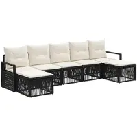 vidaXL Ensemble de canapés de jardin , 7 pièces, en rotin synthétique noir
