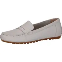 Caprice : chaussures pour femmes, chaussures basses, mocassins, pantoufles, couleur blanche, style décontracté