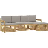 vidaXL Ensemble de canapés d'extérieur , 5 pièces, blanc et gris clair