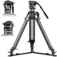 Sirui Trépied vidéo à deux pieds 75 mm demi-bol + tête fluide professionnelle VHS10