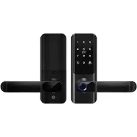 INF Serrure de porte intelligente avec poignée : Empreinte digitale, mot de passe, clé et déverrouillage à distance