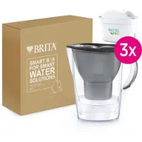 Brita Carafe filtrante Marella Cool - 2,4 L - Grise - avec 3 cartouches filtrantes MAXTRA PRO Pure Performance - Lot économique