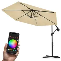 Swing&Harmonie Parasol de luxe LED avec éclairage RGB, télécommande incluse,APP, parasol ampli, parasol de jardin 300 cm - crème