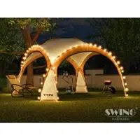 Swing&Harmonie Pavillon événementiel LED 3,6 x 3,6 m DomeShelter Pavillon de jardin avec panneau solaire inclus Pavillon design Tente de jardin Pavillon de camping Tente de réception avec éclairage - orange
