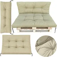 EDANTI Lot de coussins de jardin en palettes 120 x 80 + 120 x 40, imperméables, beige