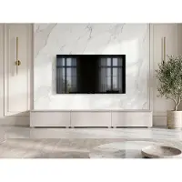 AX Living Barvo Meuble TV bas 3x100 cm, beige cachemire, modèle sur pied