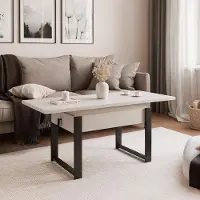Idohome - Table basse extensible TIVOR 120-157 cm avec piètement métallique moderne, couleur : cachemire, piètement : noir
