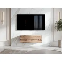 AX Living Barvo Meuble TV bas 100 cm, chêne brun Wotan, à suspendre