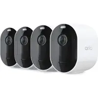 Arlo Pro VMC4470P, ensemble de 4 caméras IP, caméra IP de sécurité, pour extérieur, filaire et sans fil, portée de 7,5 mètres, compatible Amazon Alexa et Google Assistant, avec fonction automatique