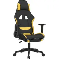 Syfax Chaise de jeu de massage avec repose-pied Noir et jaune Tissu