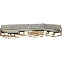 vidaXL Ensemble de salon de jardin 9 pièces, blanc et gris clair, en bois d'acacia massif
