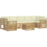 vidaXL Ensemble de canapés d'extérieur avec coussins, 8 pièces, blanc et crème, en polyester