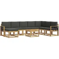 vidaXL Ensemble de canapés d'extérieur avec coussins, 9 pièces, blanc et anthracite