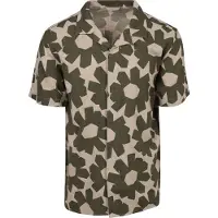 KnowledgeCotton Apparel Chemise Manches Courtes Mélange Lin Olive Beige Vert taille L