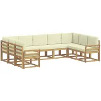 vidaXL Ensemble de canapés d'extérieur avec coussins, 9 pièces, blanc et crème