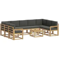 vidaXL Ensemble de canapés d'extérieur , 10 pièces, blanc et anthracite, 59 x 59 x 37 cm