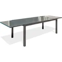 Dcb Garden Table de jardin extensible, Gris anthracite, Aluminium et verre, 200/300 x 100 cm, Tolede
