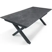 Dcb Garden Table de jardin extensible Floride, 180/240 x 100 cm, Gris anthracite, Aluminium et céramique sur verre