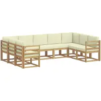 vidaXL Ensemble de canapés d'extérieur avec coussins, 9 pièces, blanc et crème