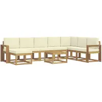 vidaXL Ensemble de salon de jardin 9 pièces, blanc et crème