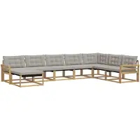 vidaXL Ensemble de canapés d'extérieur , 8 pièces, blanc et gris clair, 408 x 250 x 73 cm
