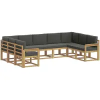 vidaXL Ensemble de salon de jardin 9 pièces, blanc et anthracite