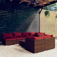 Prolenta Maison Exclusive - Salon de jardin 8 pièces avec coussins, polyrotin marron