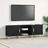 Prolenta Maison Exclusive - Meuble TV, dimensions 150 x 30 x 50 cm, finition noire imitation chêne, fabriqué en panneaux de particules