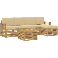 vidaXL Ensemble de canapés d'extérieur , 6 pièces, blanc et beige, 59 x 59 x 37 cm