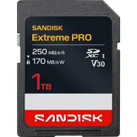 SanDisk Extreme PRO UHS-I (1000 Go, SDXC, U3, UHS-I), Carte mémoire, Rouge, Noir