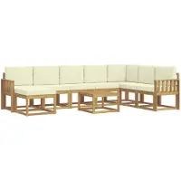 vidaXL Ensemble de salon de jardin 9 pièces, blanc et crème
