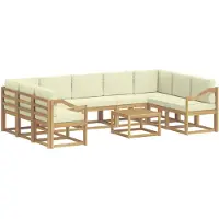 vidaXL Ensemble de salon de jardin , 10 pièces, blanc et crème, en polyester