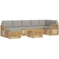 vidaXL Ensemble de canapés d'extérieur , 7 pièces, blanc et gris clair, 59 x 59 x 37 cm