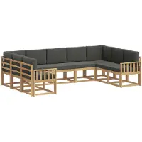 vidaXL Ensemble de salon de jardin 9 pièces, blanc et anthracite