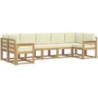 vidaXL Ensemble de canapés d'extérieur avec coussins, 7 pièces, blanc et crème