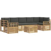 vidaXL Ensemble de salon de jardin 8 pièces, blanc et anthracite, en polyester