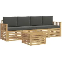 vidaXL Ensemble de canapés d'extérieur , 5 pièces, blanc et anthracite, polyester