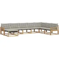 vidaXL Ensemble de salon de jardin 8 pièces, blanc et gris clair, en bois d'acacia massif