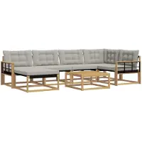 vidaXL Ensemble de canapés d'extérieur , 7 pièces, blanc et gris clair, 79 x 79 x 37 cm