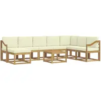 vidaXL Ensemble de salon de jardin 9 pièces, blanc et crème