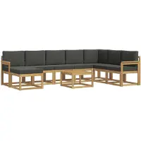 vidaXL Ensemble de salon de jardin 9 pièces, blanc et anthracite
