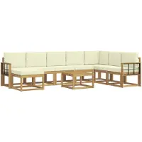 vidaXL Ensemble de salon de jardin 9 pièces, blanc et crème