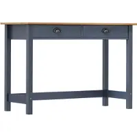 vidaXL Table Console Hill Range Avec 2 Tiroirs Gris 110x45x74 Cm Pin