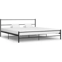 Syfax Cadre de lit sans matelas noir métal 200x200 cm