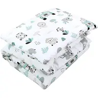 TupTam Ensemble de literie à motifs pour enfants : couette toutes saisons, couette, oreiller et taie d'oreiller (2 pièces), couleur : vert Zoo, dimensions : 135 x 100 cm