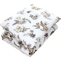 TupTam Enfants Couette à motifs Set de couette toute l'année Couette Oreiller Oreiller plat 2pcs, Couleur : Lion/ Feuilles/ Beige, Dimension : 135x100 cm